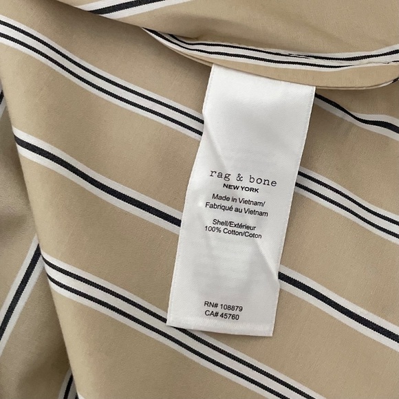 RAG & BONE Maxine Cropped Shirt Top Khaki Multi Stripe Buttondown X-Small - Picture 12 of 14